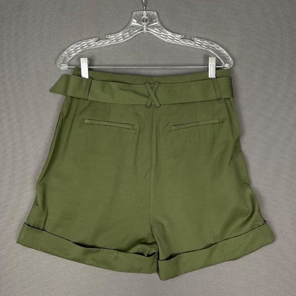 Elizabeth and James Carey Womens Paper Bag High Waist Shorts Olive Green size 10 - Picture 8 of 14